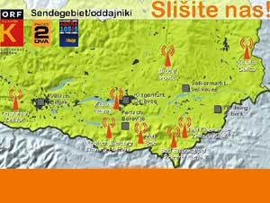 Frekvence slovenskega radia - grafika:orf Frekvence slovenskega radia - grafika:orf
